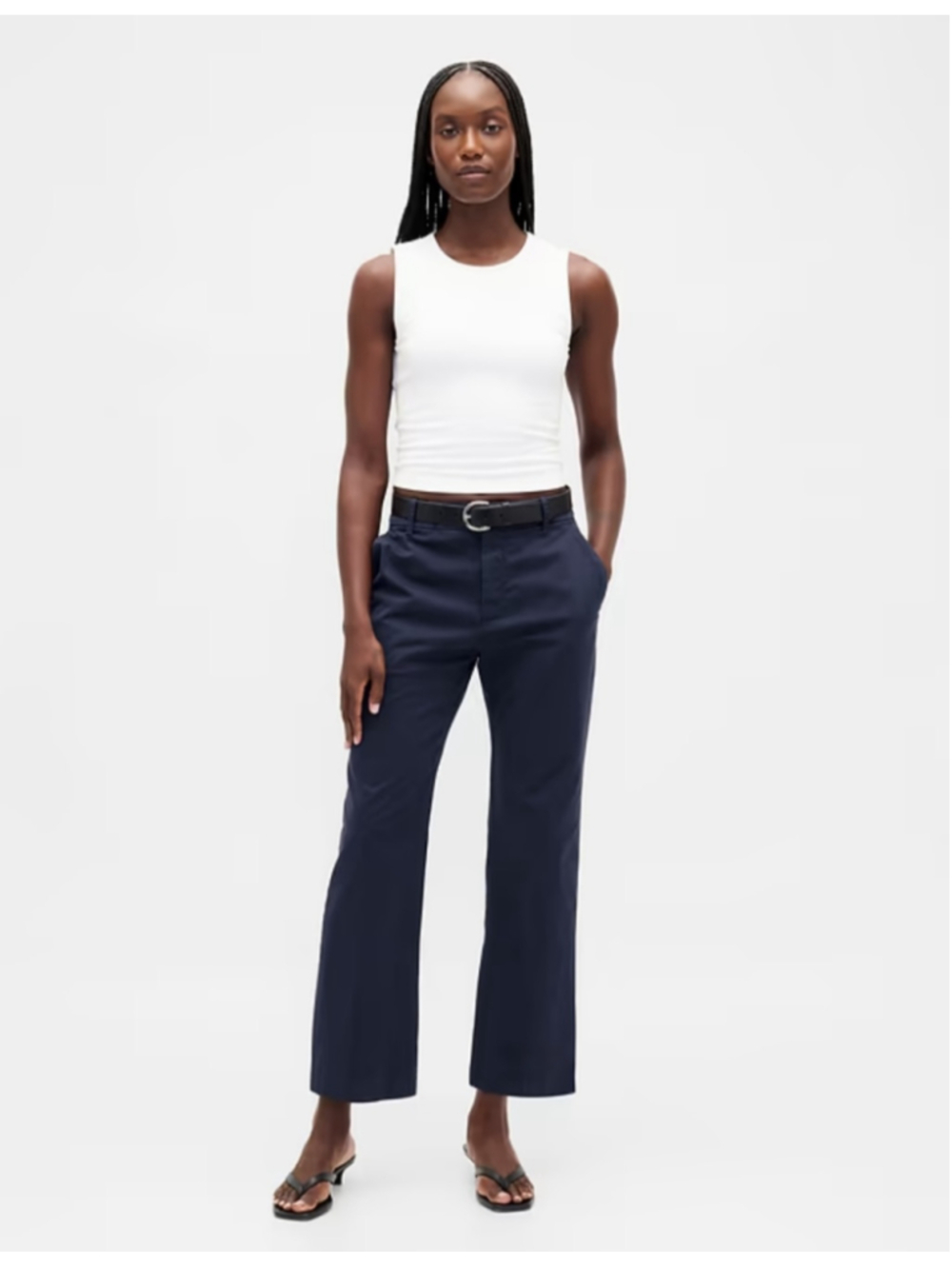 GAP Mid Rise Straight Downtown Khakis Navy Blue 10 PETITE Work Casual $80 NWT